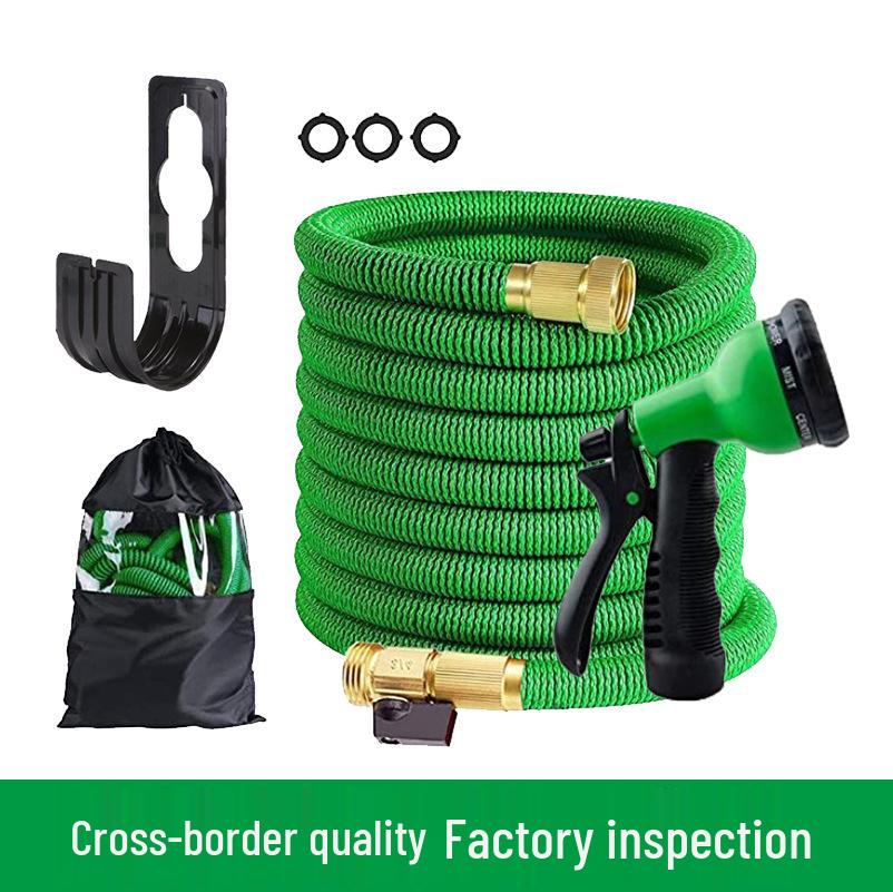 Copper-Plated Connector Telescopic Water Hose Set with 8-Function Spray Gun.