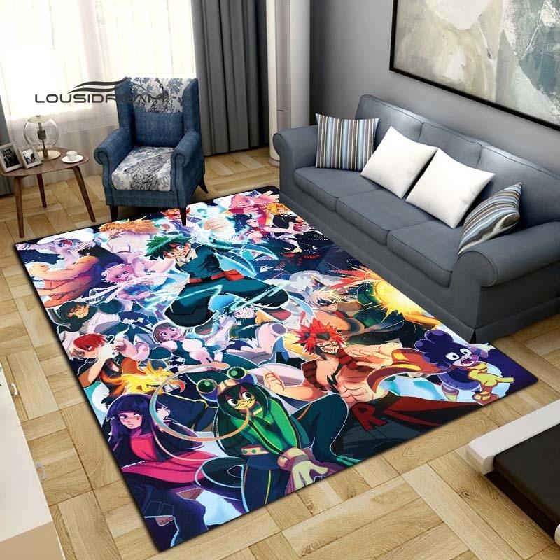 Meu herói academia tapetes moda 3d impressão anime sala de estar quarto grande área tapete macio casa quarto das crianças bonito tapete