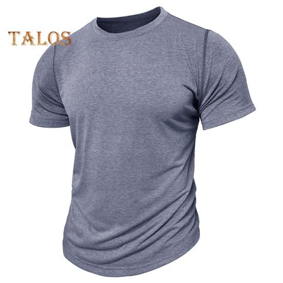 Men's Round Neck T-shirt Cotton Solid Color Short Sleeve Basic Tee Pullover Casual Tee Shirt for Sports Gym Travel Daily Wear