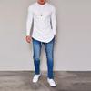 Men Longline Curved Hem Long Sleeve T Shirt Slim Fit Casual Crew Neck Tees