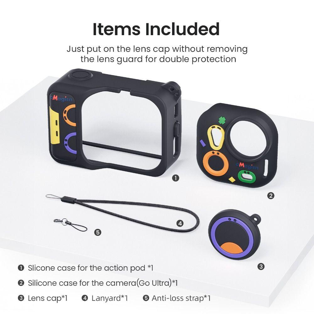 Coloful Protective Case Silicone Lens Cap for Insta360 Go Ultra Action Camera Accessories
