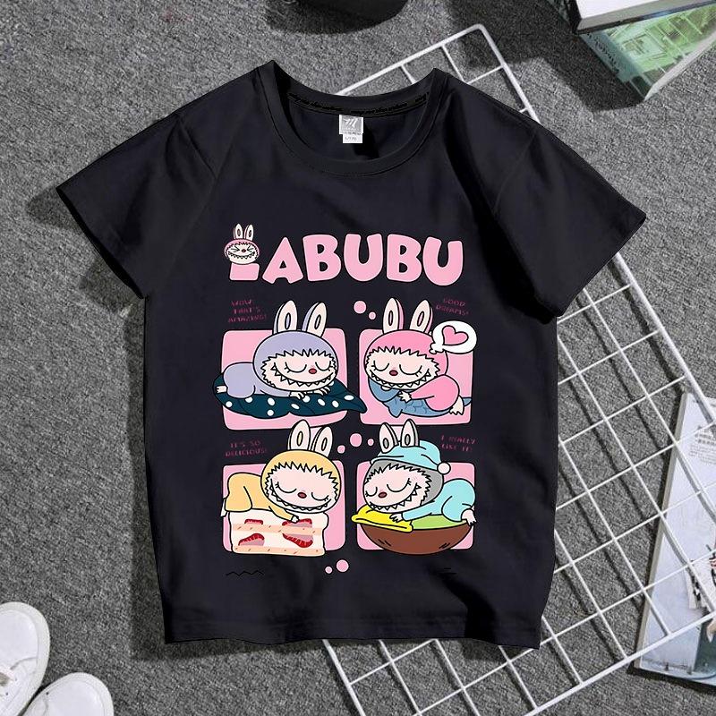 

Мультяшный эльф Графика Labubu Детская футболка с принтом Летняя женская повседневная уличная футболка с коротким рукавом Топ Одежда 100