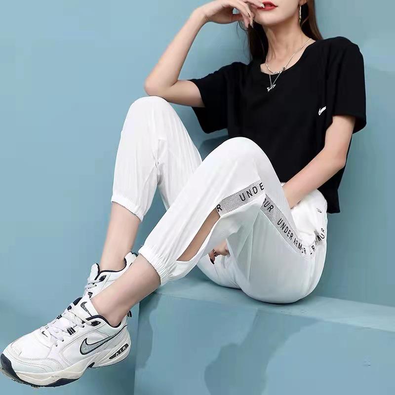 

Women s Plus Size Ice Silk Ankle-Cuffed Quick-Dry Harem Pants - Hollowed-Out Casual Nine-Point Style for Summer XL белый