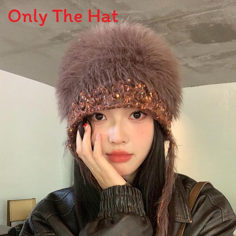 Plush Knit Hat With Warmth For Winter Autumn Fashion Girls коричневый