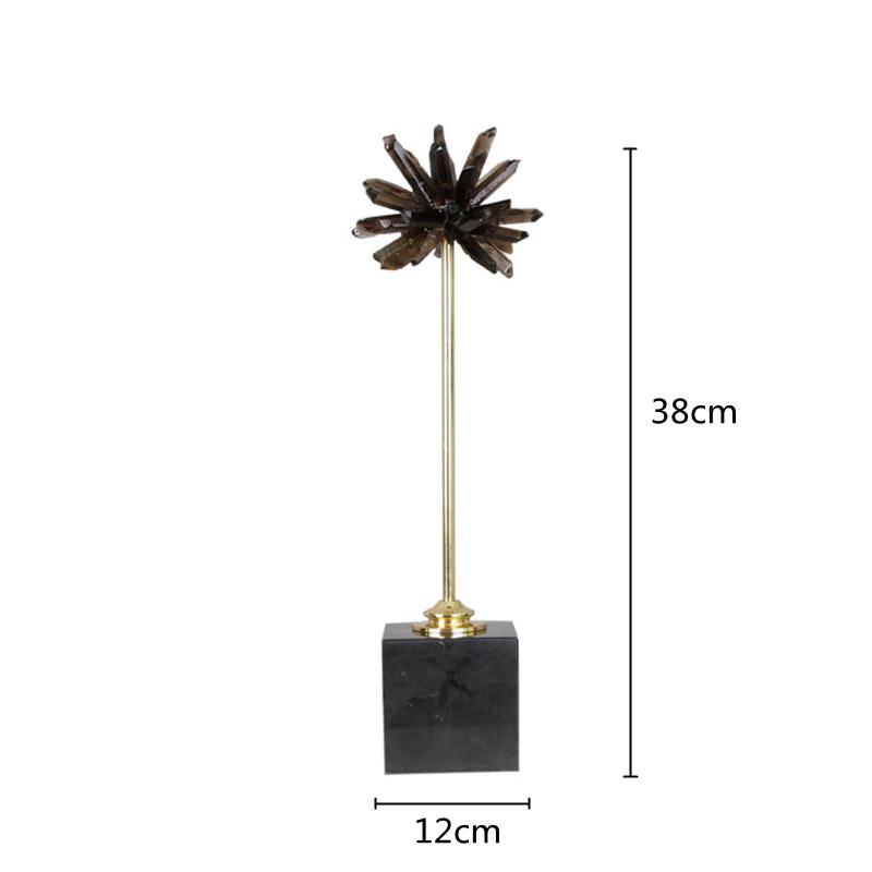 Black Crystal Handicraft Natural Crystal Artificial Flower Metal Figurine Decorative Figurines Home Decoration Accessories