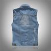 Jaro Podzim Pánské Džínovina Bavlněné vesty Ležérní Roztrhaná klopa Vintage Bunda bez rukávů Muži Streetwear Jean Vesty Topy Oblečení
