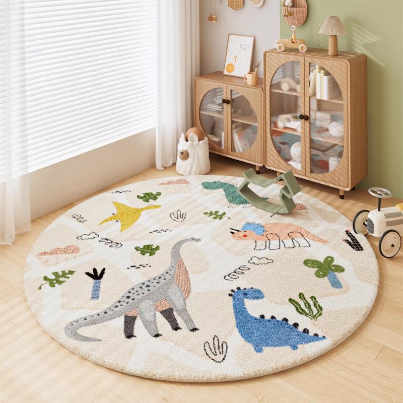 Cartoon Style Carpets for Living Room Home Fluffy Soft Rug Animal Pattern Bedroom Decor Round Carpet Thick Plush Study Floor Mat