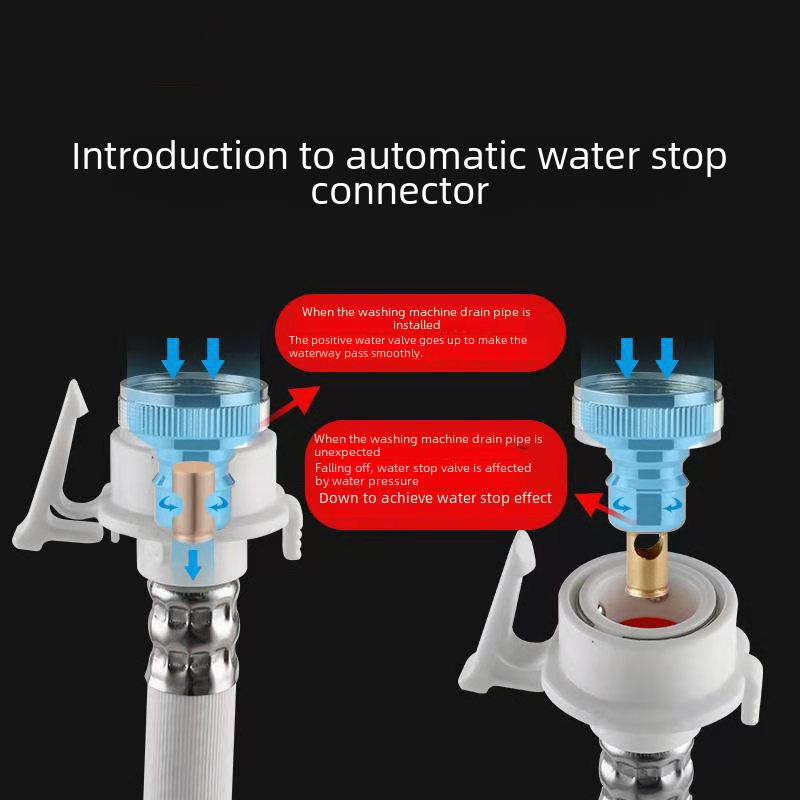 Gunmetal Anti-Fall Automatic Stop Valve Washing Machine Faucet Adapter