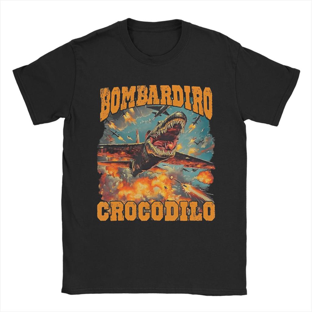 Pánské Dámské Potištěné Bombardiro Crocodilo Vtipné Brainrot Tričko Tričko Čistá Bavlna Trička Oblečení