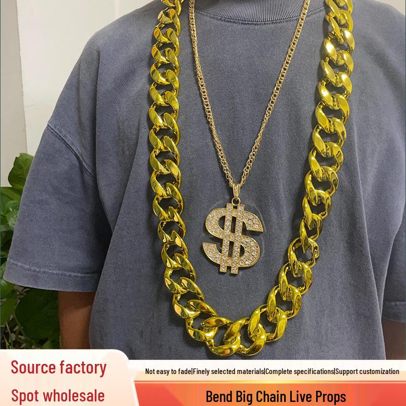 Non-Fading Hip-Hop Style Chain Necklace – Bold Simulated Plastic Accessory