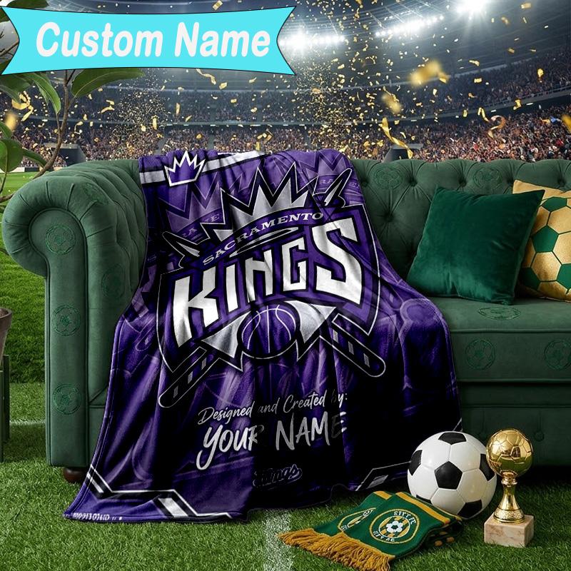 Custom Name Blanket Sacramento Basketball Logo Blanket Bedding Blanket for Travel, Camping, Living Rooms, Offices, Sofas, Fan Christmas gift