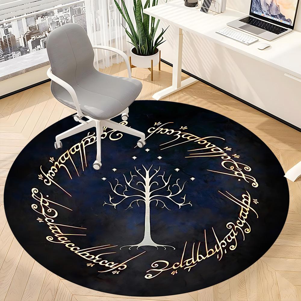 1pc Lord of the Rings Office Round Area Rug, Indoor Mat Suitable For Office, Under Office Chairs Bedroom Living Room Home Decor, Room Deco