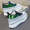 Fashion Genuine Leather Synthetic Platform Wedge Sneakers Chunky Hidden Heel Women Casual Females Spring Autumn  Women Shoes