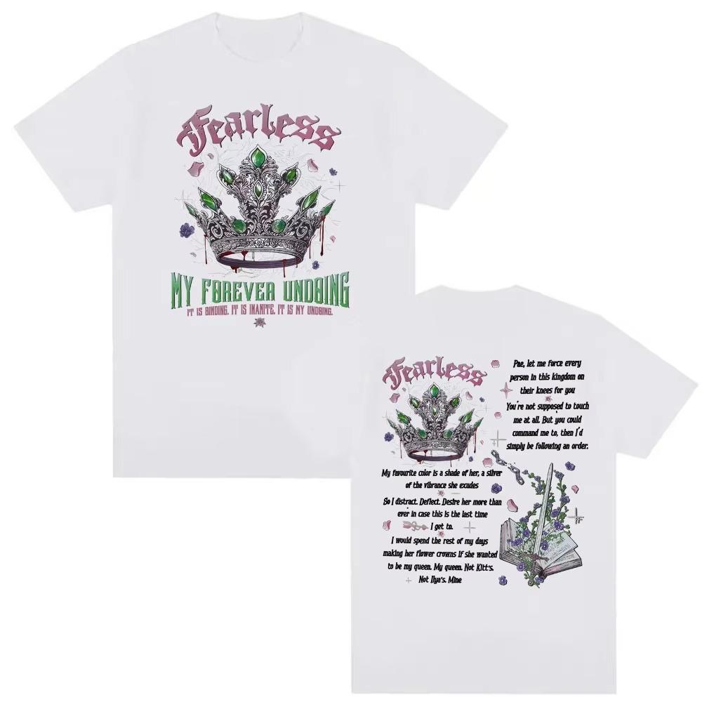 Fearless Bookish Graphic Tshirts Powerless Series Outfit T Shirt Men Women Vintage 90s Classic pure Cotton T Shirts Streetwear