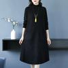 Solid Color Half Turtleneck Mid-length Knitted Dress for Women Long-sleeved Pullover Warm Winter Women's Sweater Dress