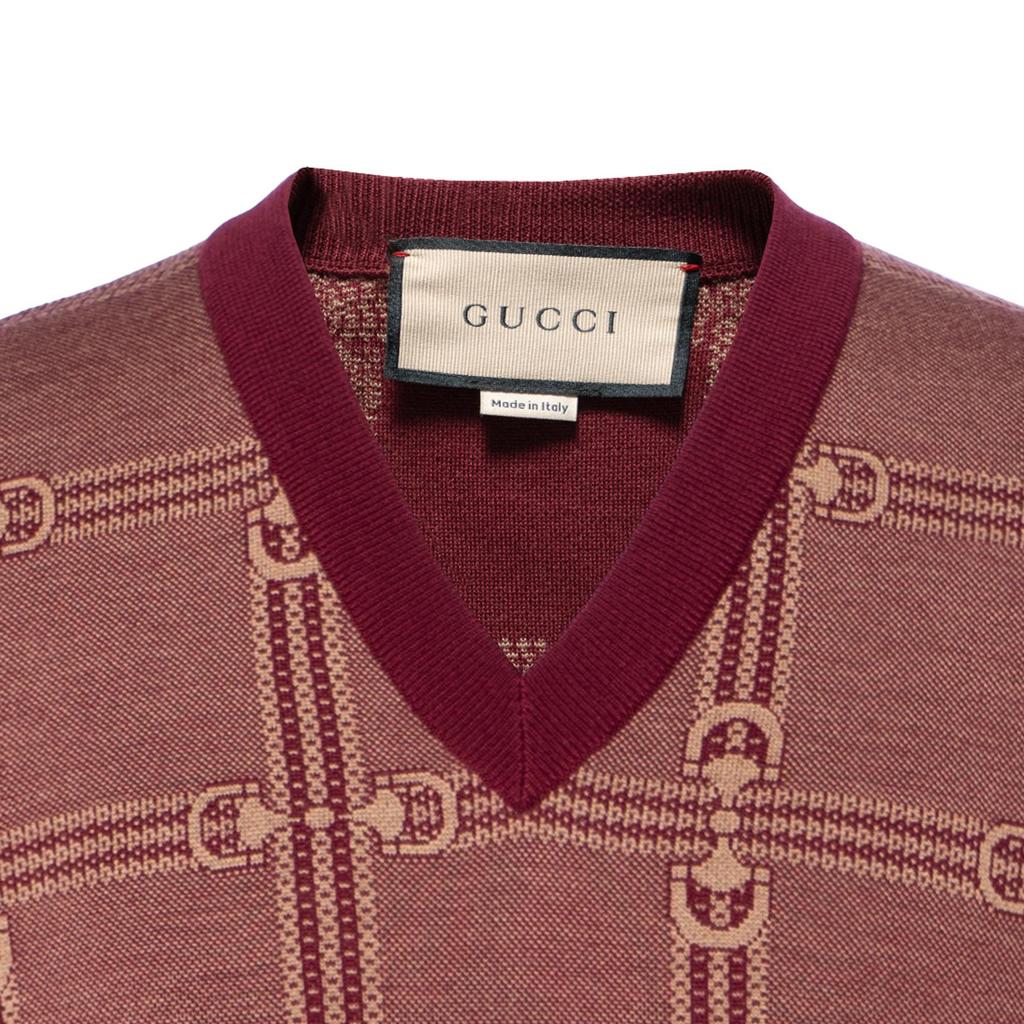 GUCCI Sweaters Men's Red V-neck Moderate Other 716358-XKCO0-6385