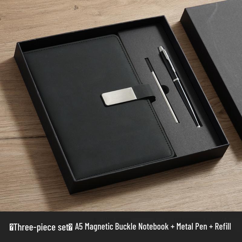 A5 Business Notebook Gift Set: Custom Leather-Feel Buckle Style Diary