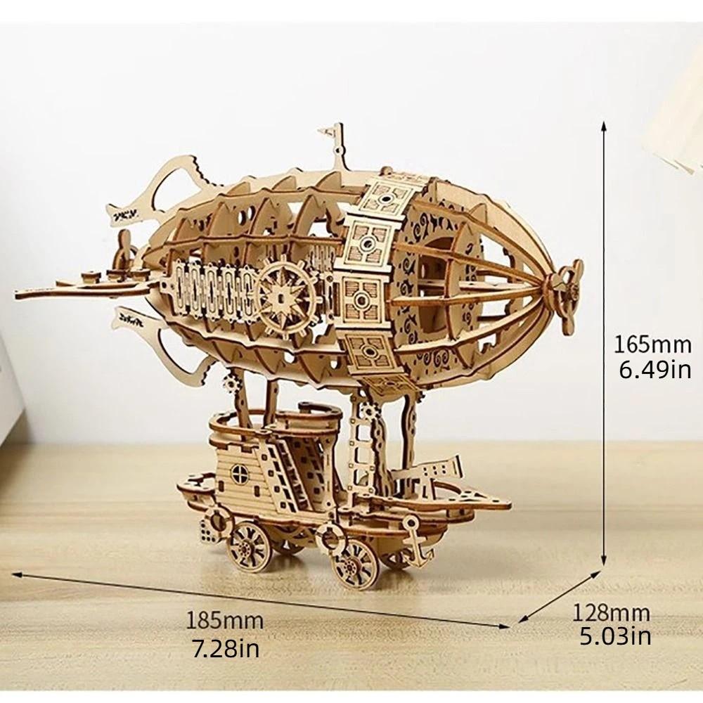 Mechanical Design 3D Wooden Puzzle Hand Craft Mechanical Model Kits Airship Model Model Building