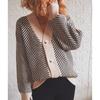 Striped Knitted Cardigan Women's Loose Sweater Single Breasted Buckle Casual Long Sleeved Jacket Warm Comfortable Commuter Tops Autumn and Winter