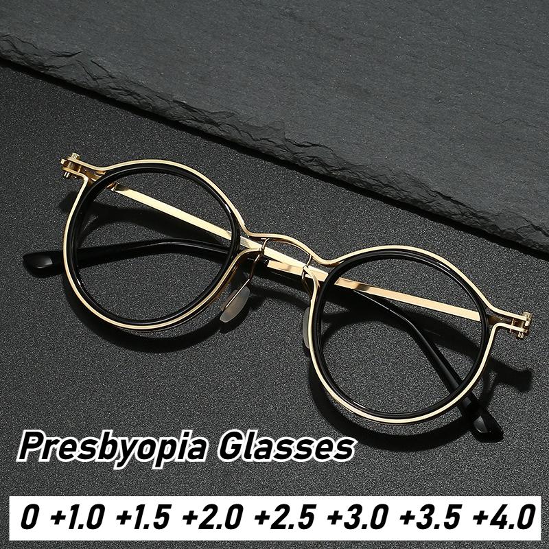Neutral New Retro Anti-Blue Light Reading Glasses Men And Women Classic Round Frame Glasses Transparent Lens Presbyopia Glasses