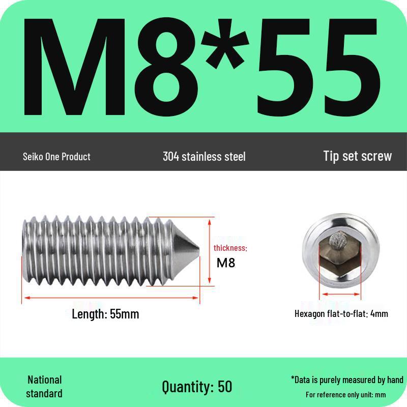 304 Stainless Steel Internal Hex Set Screw | Headless Grub Screw M2-M16