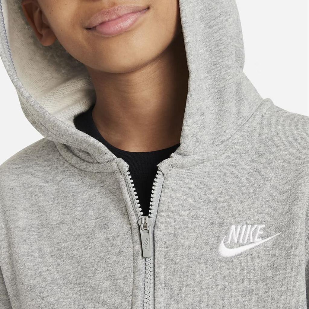 Nike Letter Embroidered Hooded Long Sleeve Jacket Kids Jackets Gray FD3017-063