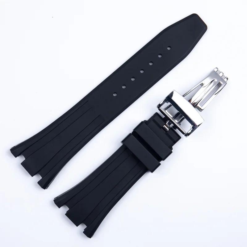 Silicone Watch Strap for AP Royal Oak Offshore Sports Waterproof Sweat-Proof Rubber Watchband Men's 27mm 28mm Double Concave