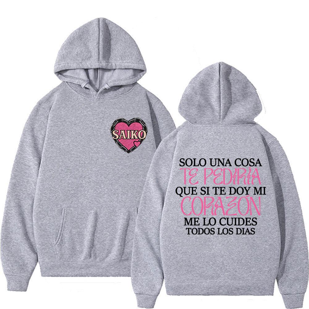 Rapper SAIKO Corazón Album Letters Print Sweatshirts Men Women Harajuku Hip Hop Hoodies Loose Casual Popular Hoodie Streetwear