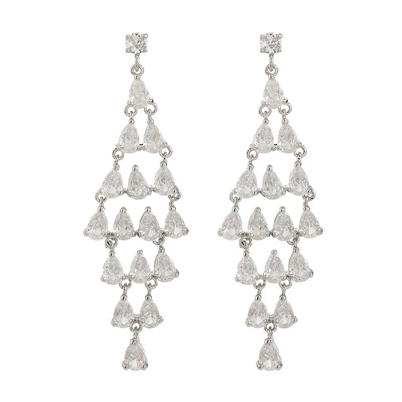 Niche Design High-end Zircon Stud Earrings Crystal Fringed Earrings High-end Temperament Exquisite Long Women's Earrings Earrings