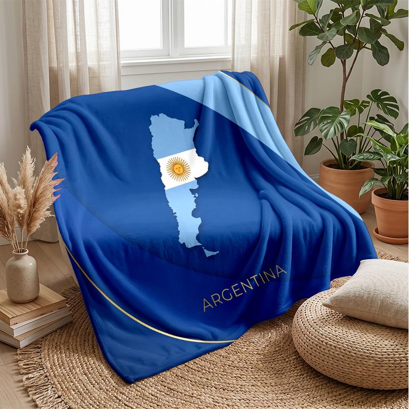 Argentinien Fußball Aufdruck Flanelldecke Hautfreundlich Warm Dekorative Decke für Innen Couch Bett Tägliche Nutzung