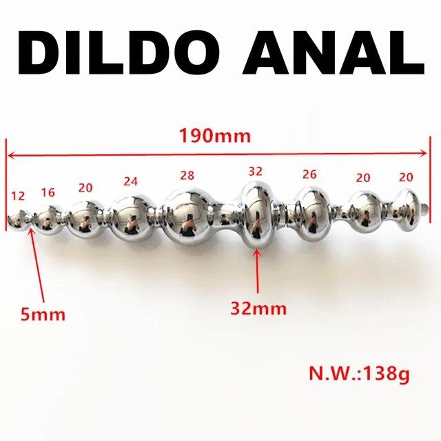 Duplex Multifunction Metal Beads Butt Plug with Moveable Fake Dildo G Spot Wand for Women Prostate Massager Vaginal Sex Toys