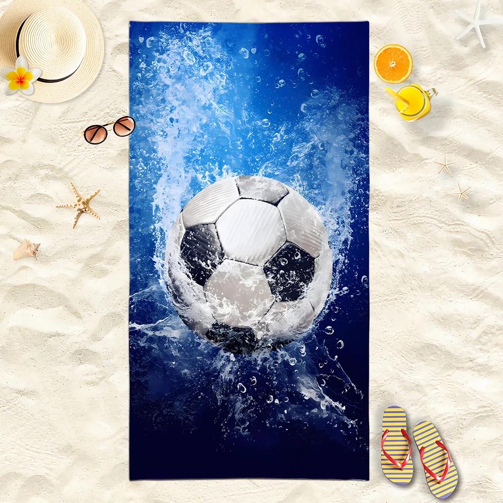 New Football Beach Towel Soccer Themed Microfiber Bath Towel for Adults Seaside Quick Dry Towel