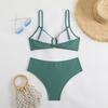 Costumi da Bagno da Donna Costumi da Bagno Monocolore Push Up Costume da Bagno Sexy Due Pezzi Vita Alta Set Bikini Estivi Bikini ad Alto Taglio
