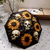 Glowing Skulls And Hearts On Mint Background Outdoor Automatic Umbrella Folding Umbrella With 8 Ribs Foldable Design For Women Men Stylish Accessory
