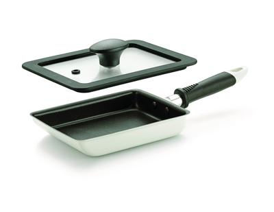 Carina Omelet Frying Pan with Glass Induction and Gas Coating Lid, Compatible, See-Through, Steamable, 13x18cm, Non-stick