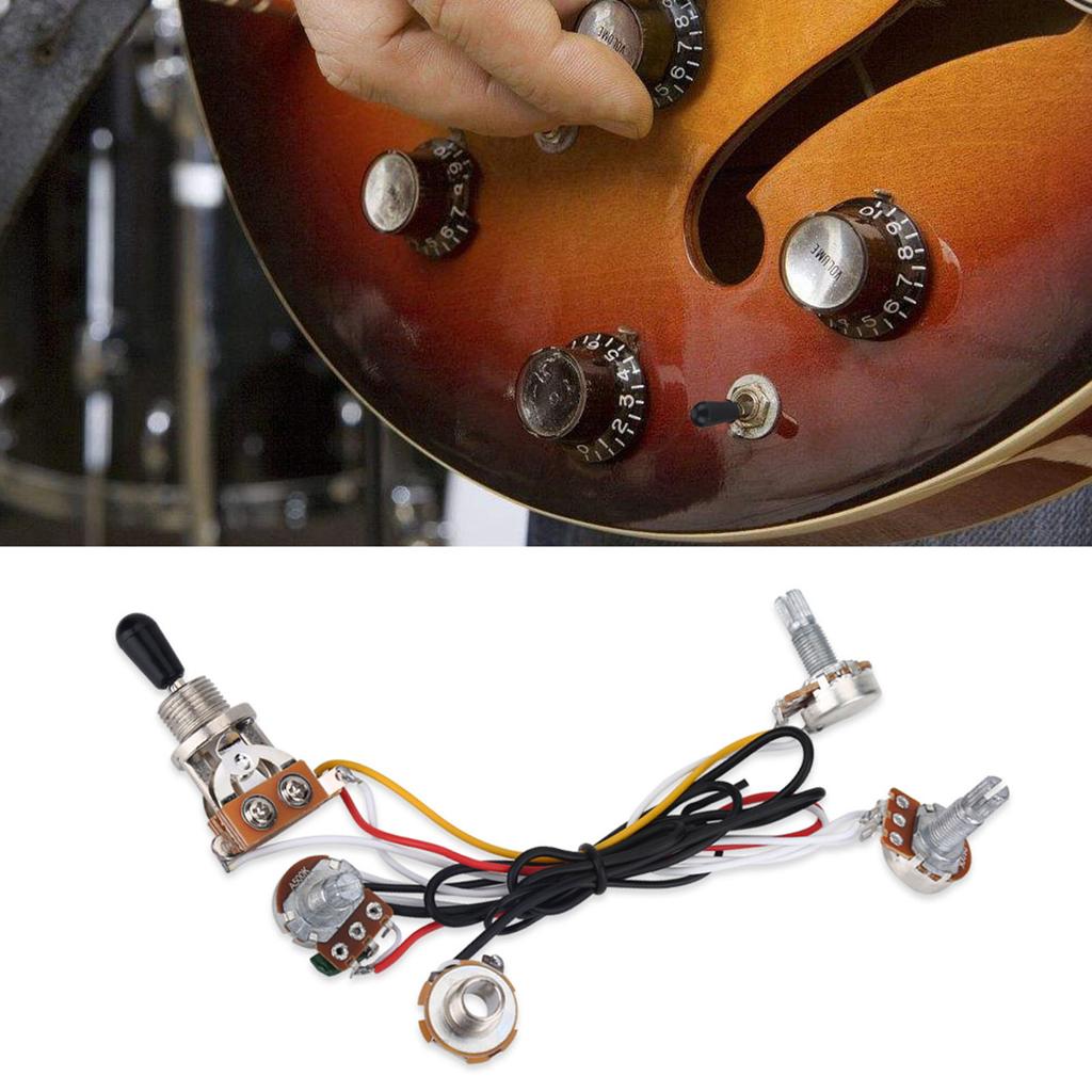 2 Volume 1 Tone 1 Jack 500K Pots 3 Way Switch Wiring Harness for Electirc Guitar Bass