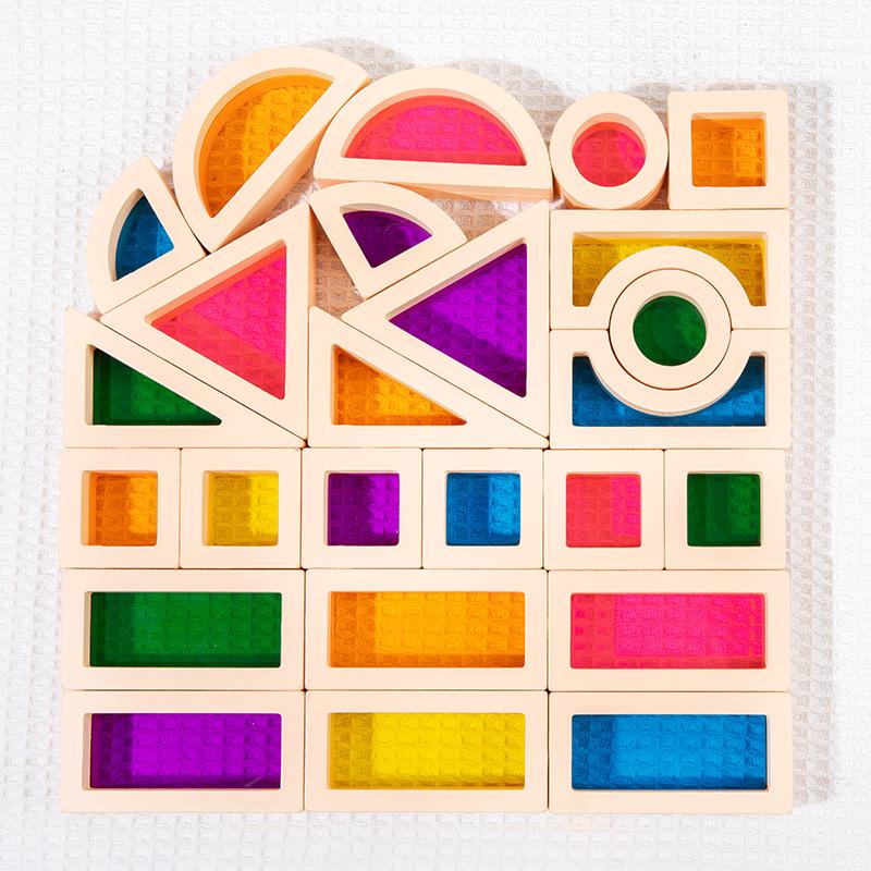 Translucent Rainbow Acrylic Building Blocks for Kids Aged 2-6: Creative Early Education Puzzle Toys