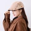 Korean Solid Color Versatile Hat Women's Retro Rivet Forward Hat Women's Fashion Face Little Painter Hat Duck Tongue Beret