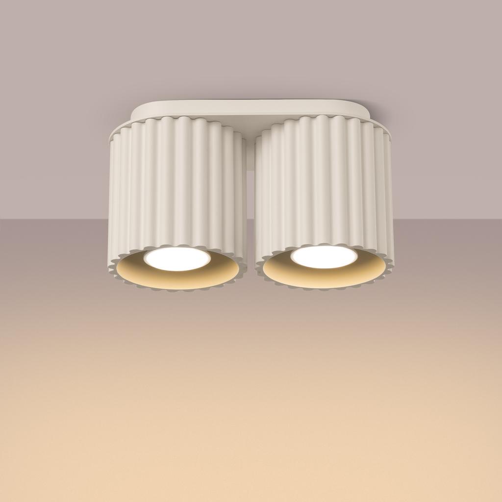 Modern Beige Oval Ceiling Lamp 21 Cm Fluted Spots 2Xgu10 10W Aura Sollux Lighting