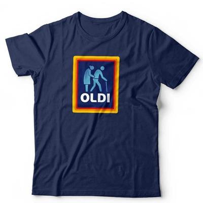 Oldi Tshirt Unisex Funny Humour Joke Fathers Day Aldi Parody Old Birthday