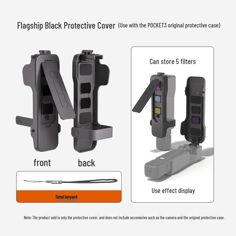 DJI Pocket 3 Protective Case with Magnetic Flip Cover and Screen Plate for Gimbal Camera and Filter Storage.