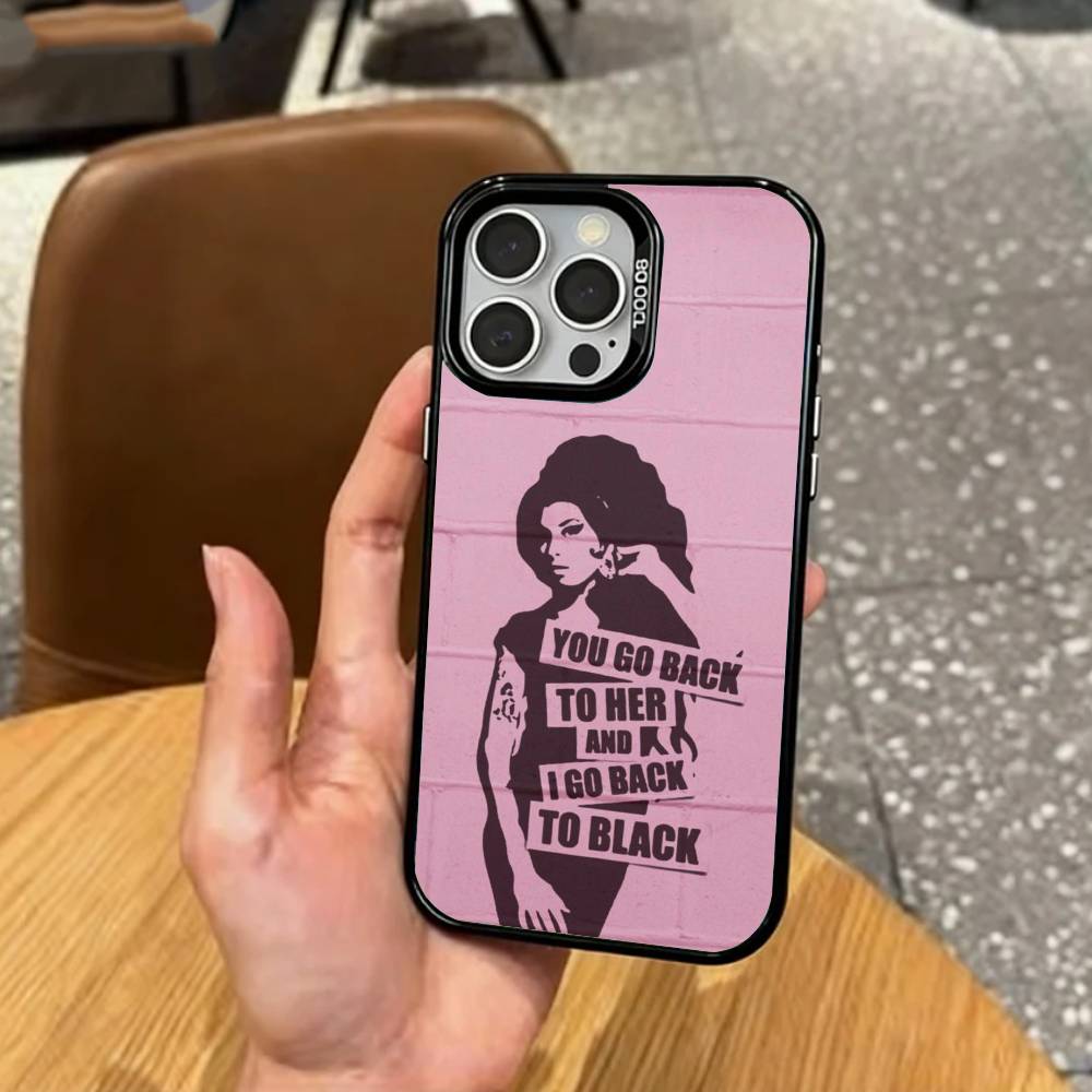 Amy W-Winehouse Handyhülle Für iPhone17,16,15,14,13,12,11 Plus,Pro Max Farbe Silber Beschichtet Innere Abdeckung