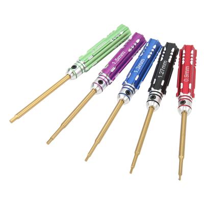 5pcs RC Screwdriver Set 0.9mm 1.27mm 1.3mm 1.5mm 2.0mm Steel Hex Screw Driver with Non Slip Handle for RC Hobbies