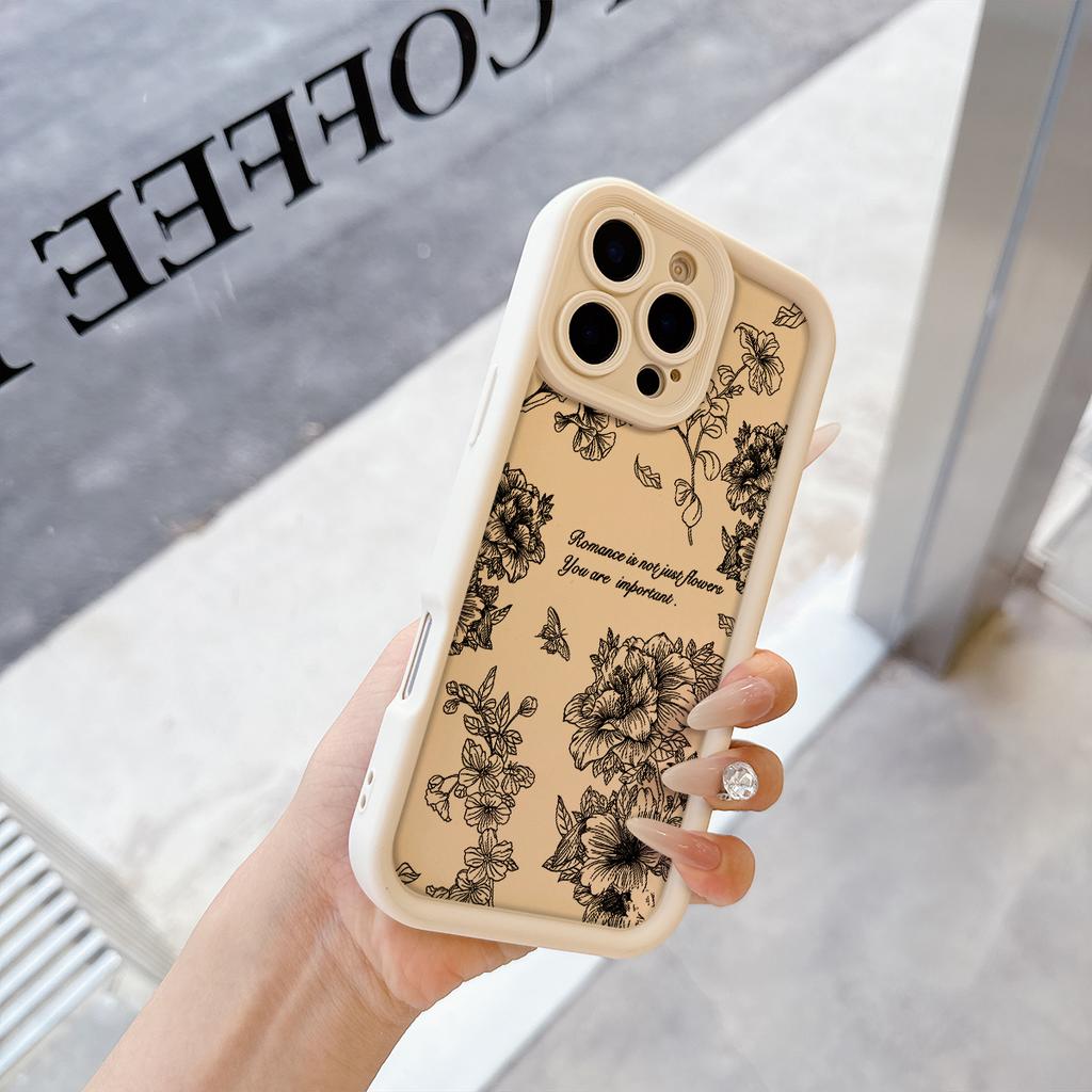 Line flower Pattern Soft TPU Phone Case for iPhone 17 Air 16 15 14 Pro Max Plus 13 12 Mini 8 7 X Xs Back Cover