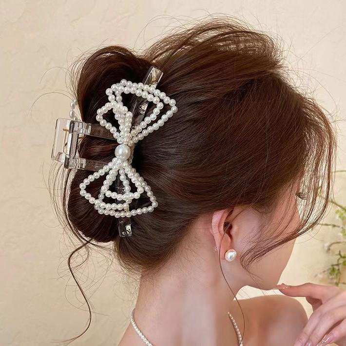 2026 New Style Korean Pearl Bow Hair Clip