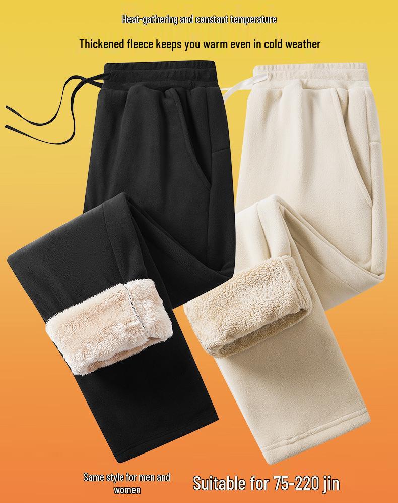 Ultra-Soft Unisex Fleece Pants - Thickened, Straight-Leg, Autumn/Winter Casual Wear