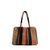 Contrasting Paper Rope Striped Straw Bag Versatile Handwoven Bag Holiday Beach Bag Large Capacity Shoulder Tote Bag