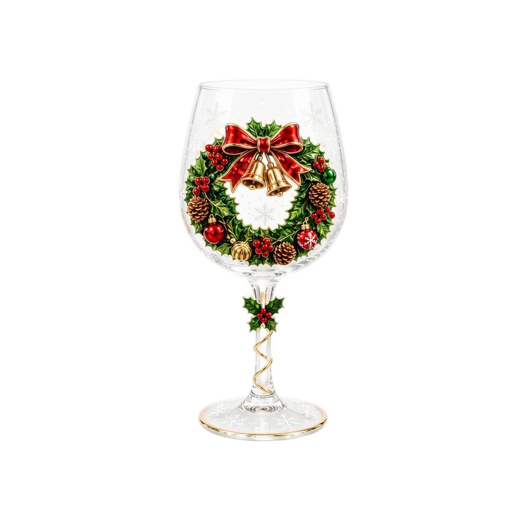 3D Christmas Glass Goblet with Festive Holiday Design