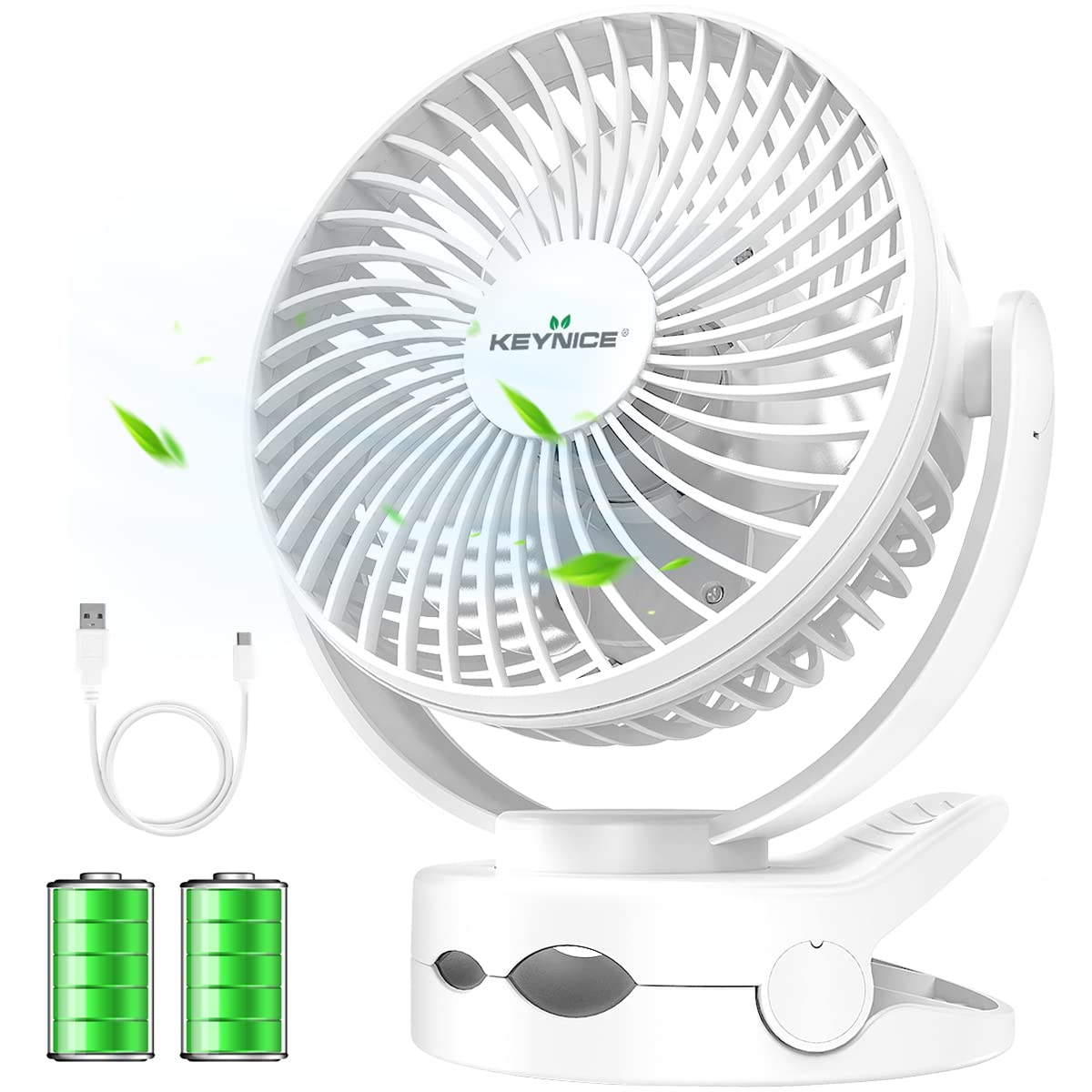 

KEYNICE Tabletop Small USB Mini Clip For 4 Level Large Air 360 Degree Angle Power Stroke White Fan, Rechargeable, Fan, Portable, Cars, Camping, Quiet, белый
