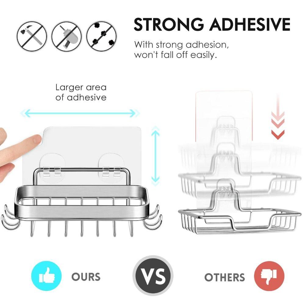 Large Capacity Shower Storage Basket Rustproof Wall-Hung Metal Soap Tray Wall Shelves  Kitchen